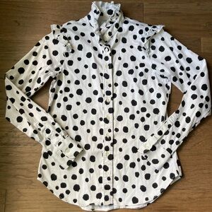The Shirt by Rochelle Behrens-LS Dalmatian Print Button Down Shirt-XS